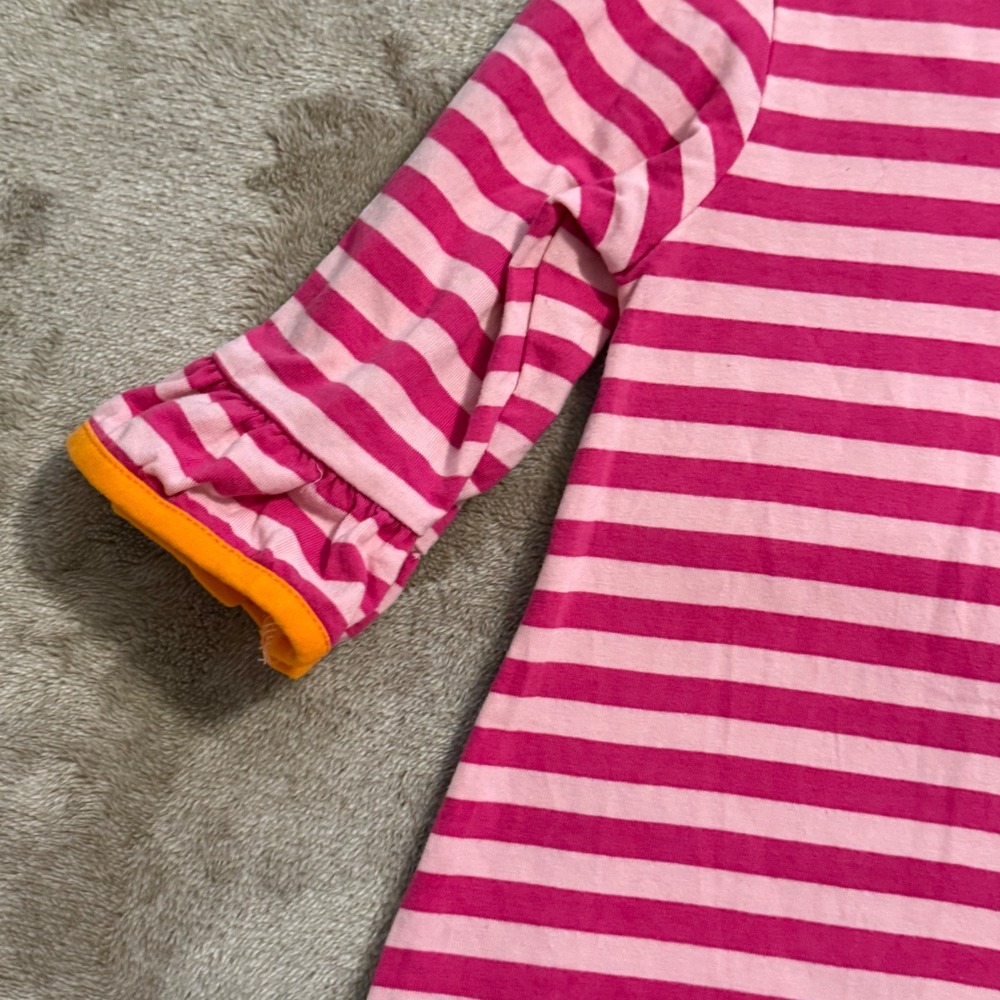 Classic Whimsy Girls Pink Striped Pumpkin Applique Ruffle Fall Dress 3T - Picture 5 of 7